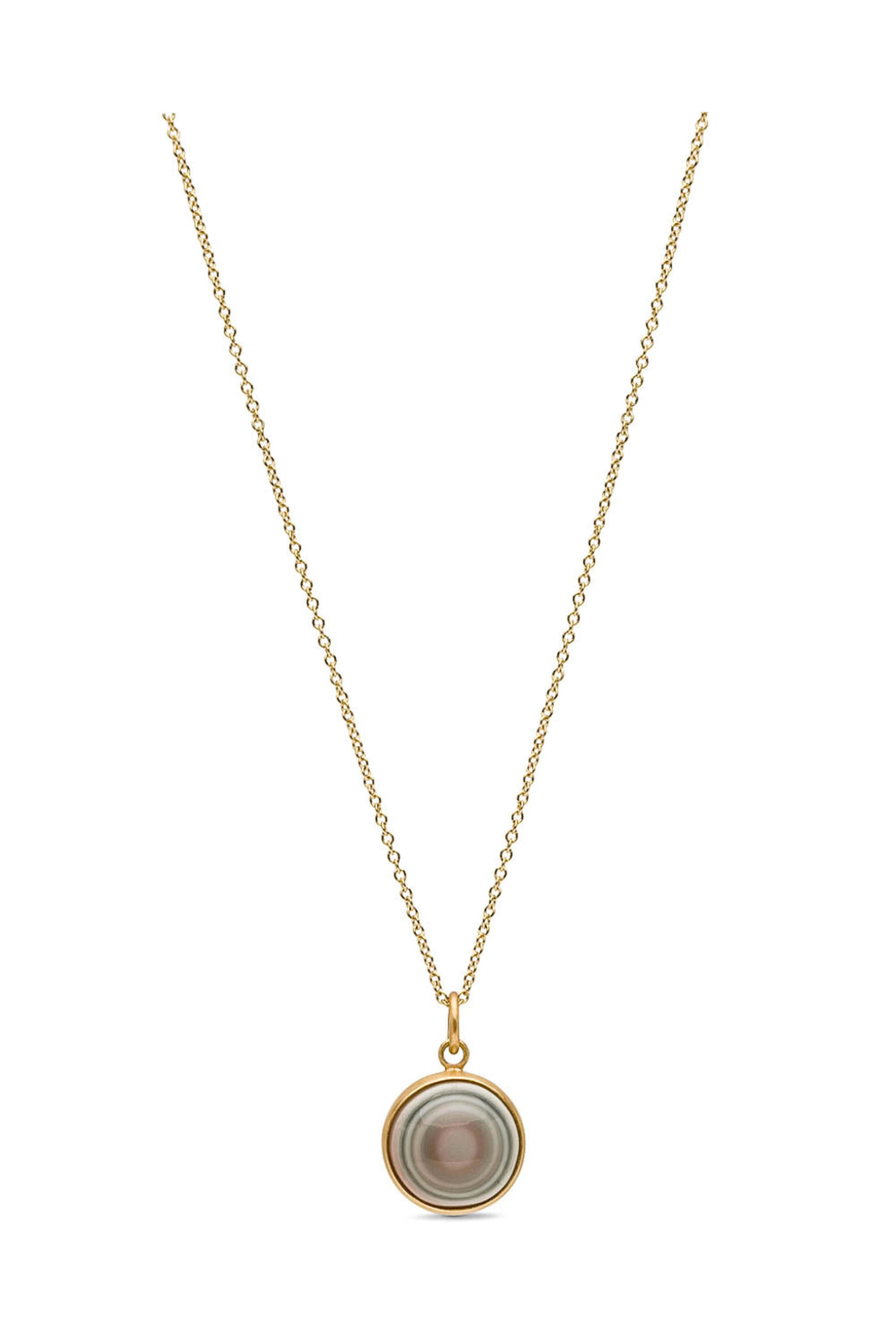 Caroline Ellen - Yellow Gold Blue Evil Eye Agate Pendant Necklace