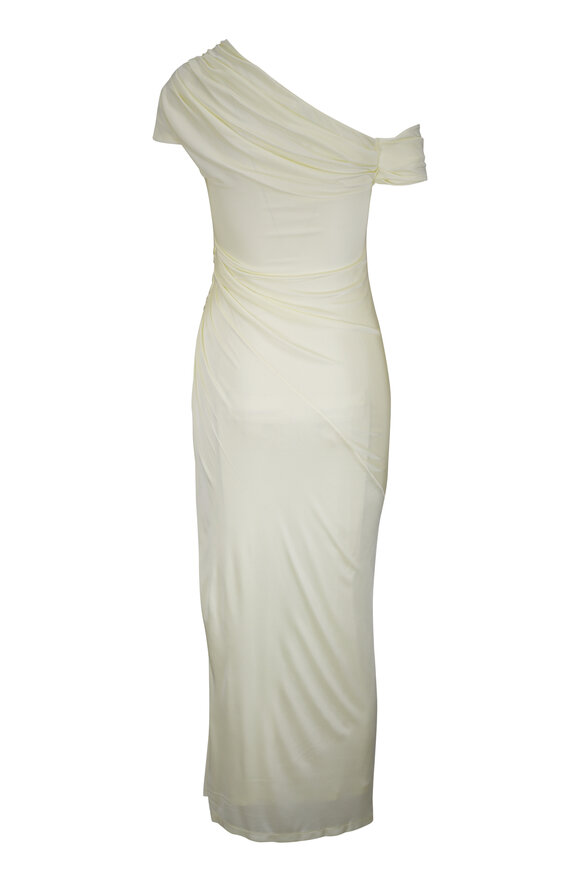 Galvan Lemon Fluid Knit Cascading Off The Shoulder Dress - view 2