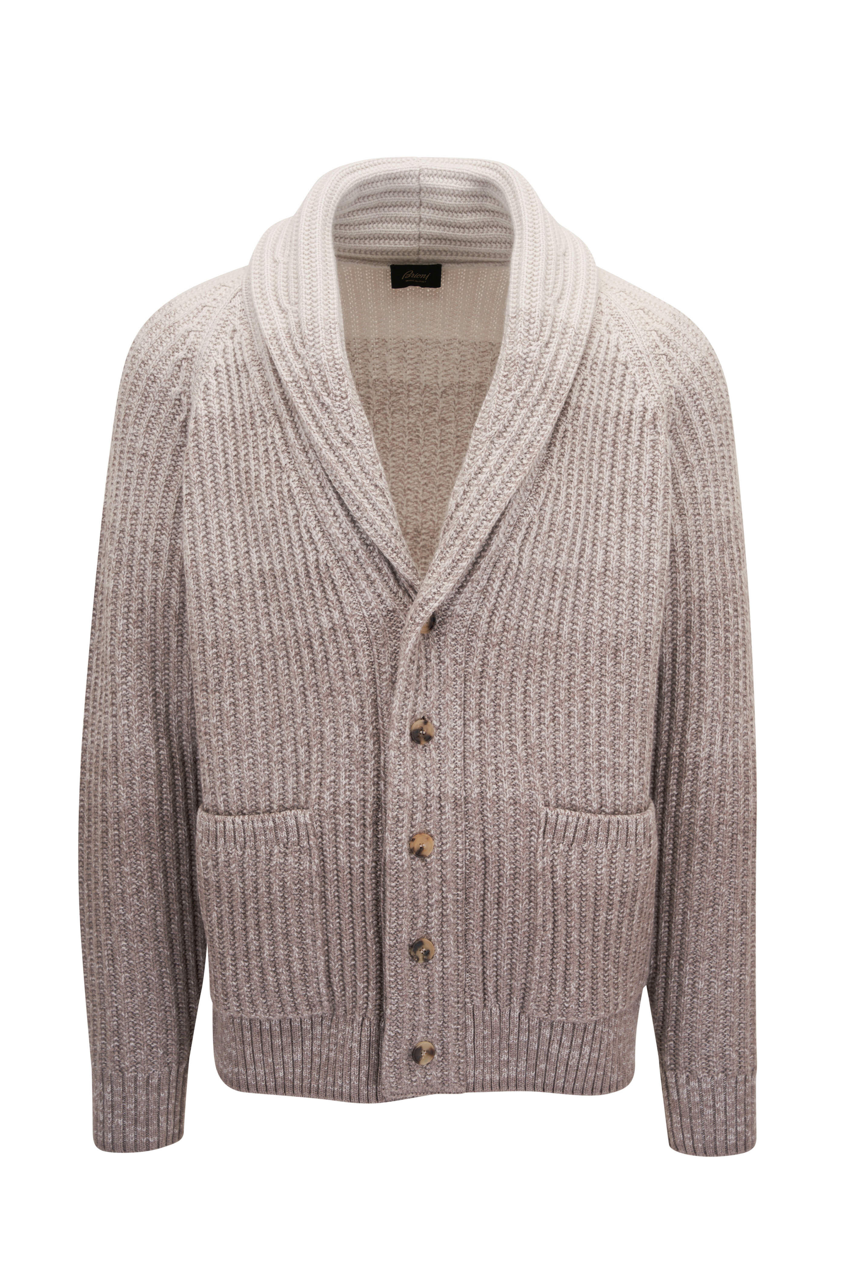 Brioni - Light Gray Ombre Cotton & Wool Cardigan