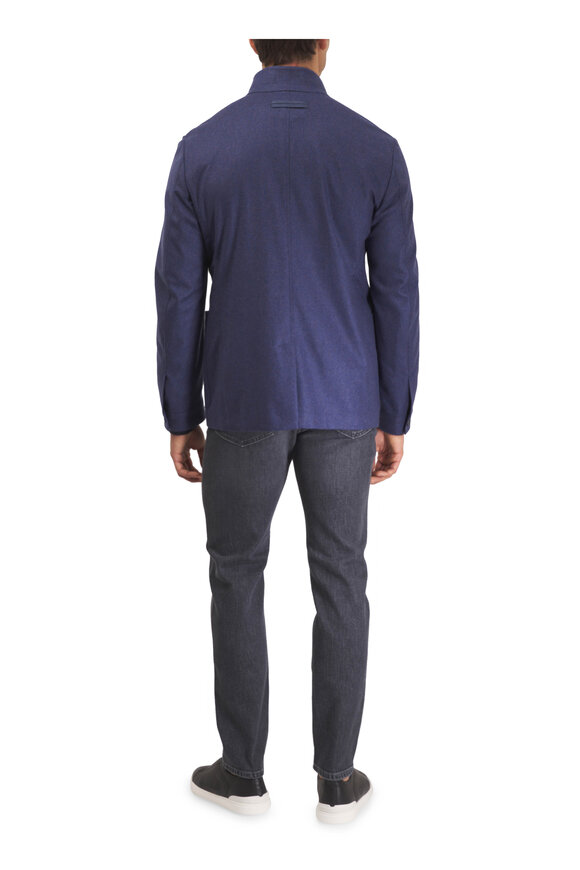 Zegna Il Conti Blue Mélange Cashmere Jacket - view 4
