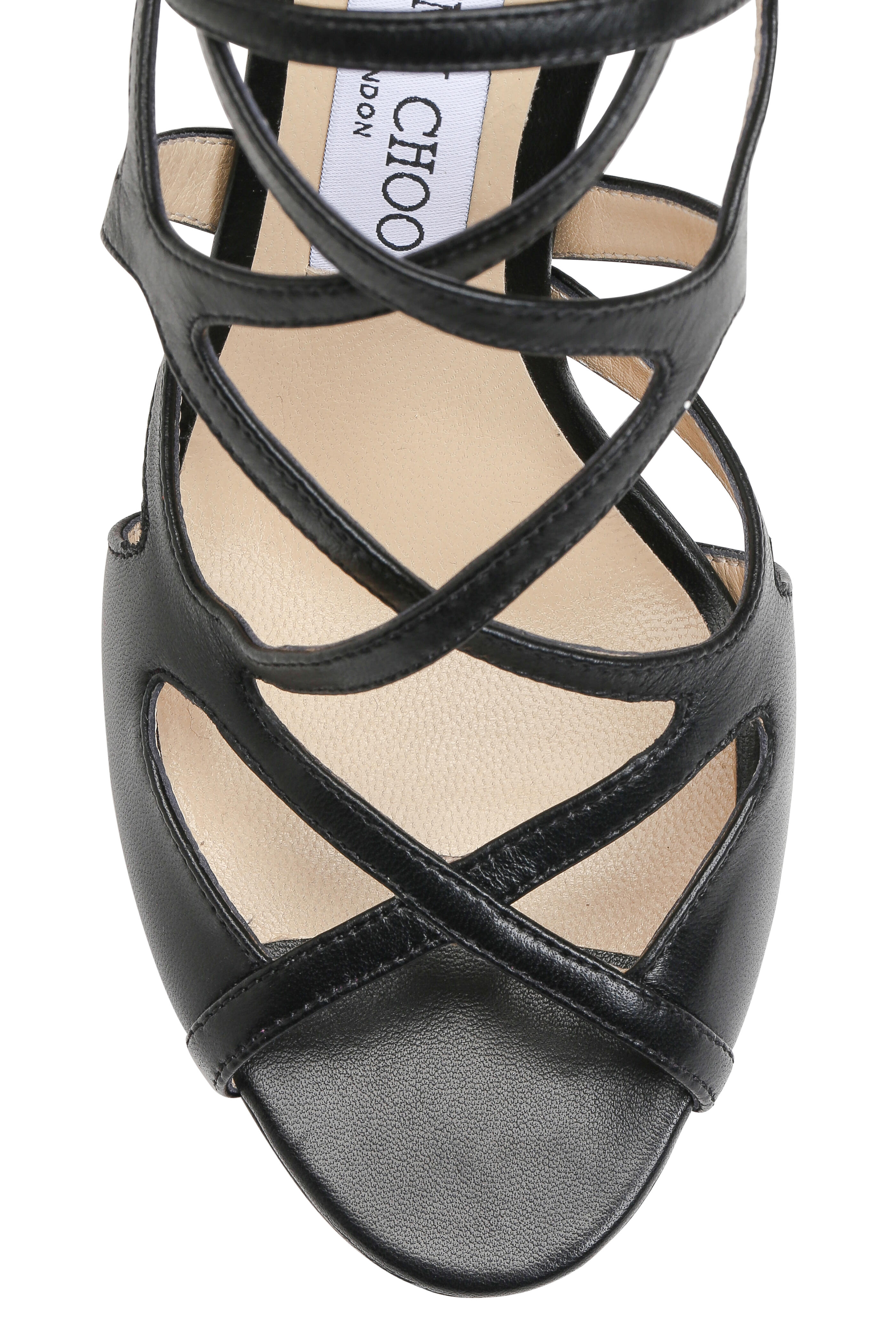Jimmy Choo - Dillan Black Leather Cage Sandal, 85mm