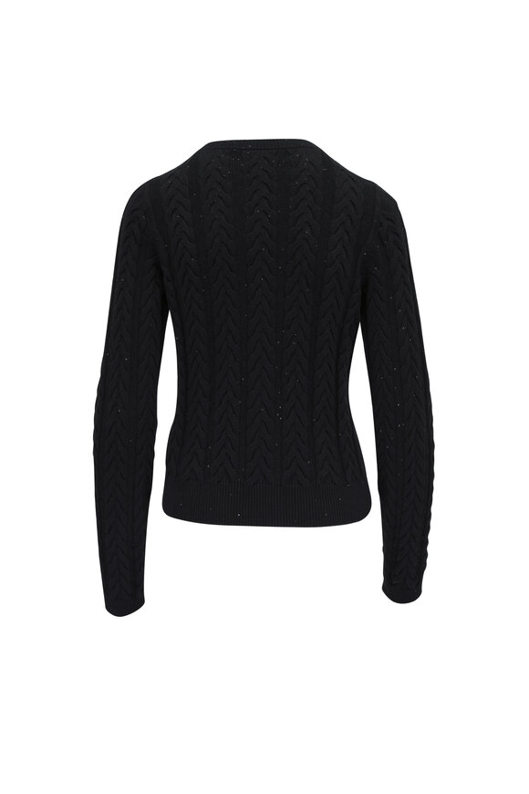 Brunello Cucinelli - Dazzling Black Cotton Cable Knit Cardigan