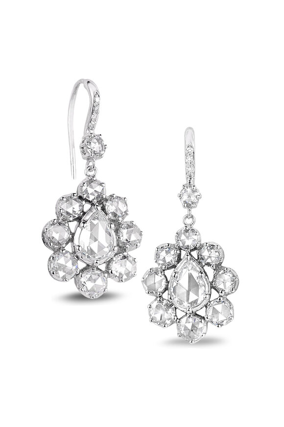 Nam Cho Georgian Rose 3.1CT Diamond Drop Earrings