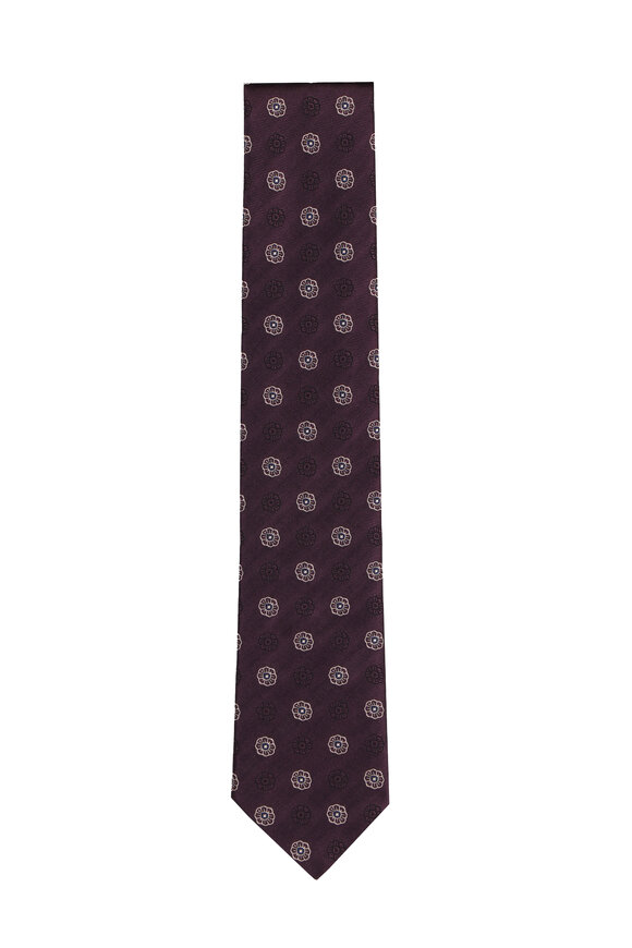 Geoff Nicholson Purple Mini Floral Necktie - view 1