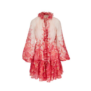 Zimmermann - High Tide Lantern Pink Ikat Mini Dress