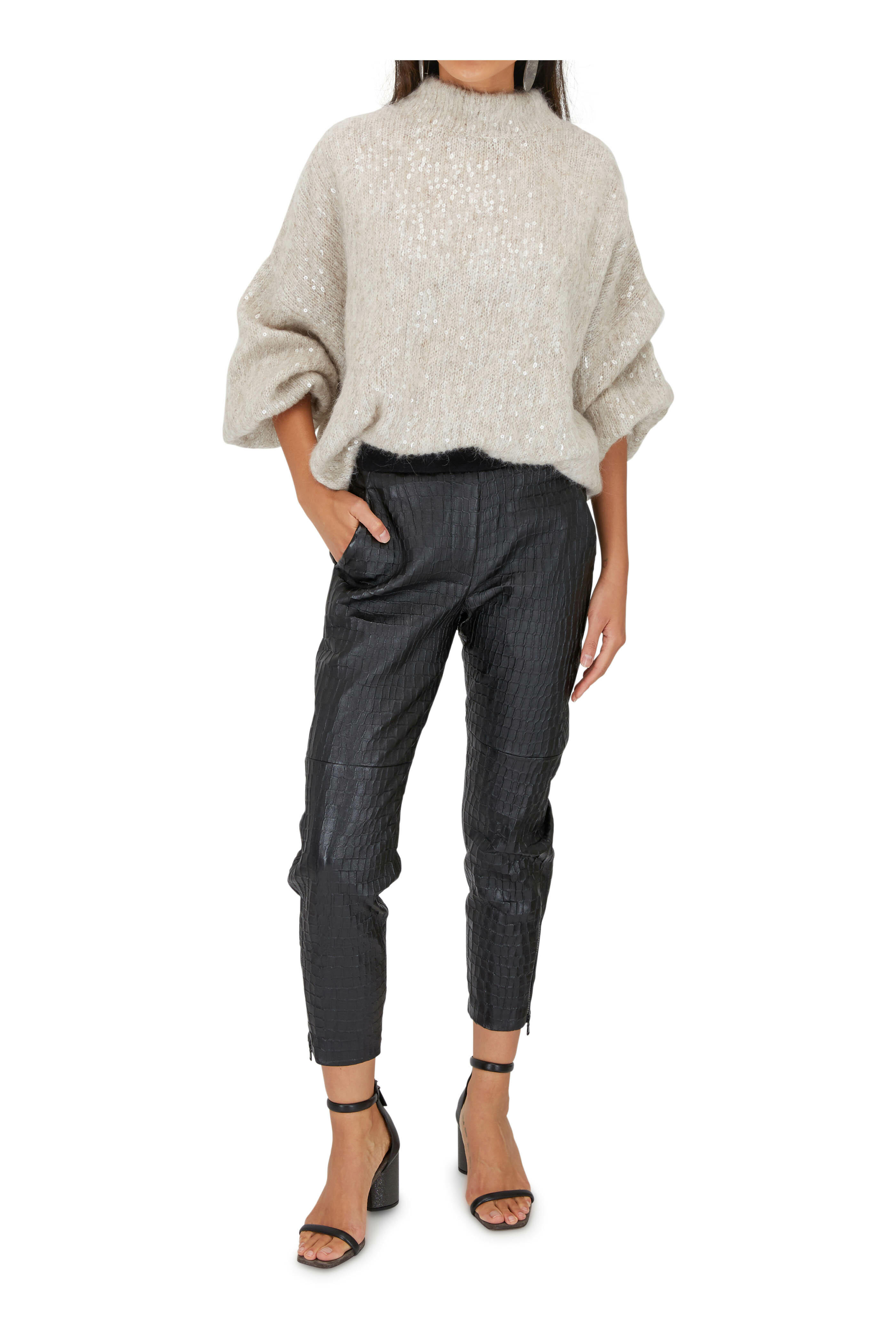 Brunello Cucinelli - Taupe Mohair & Alpaca Drop Shoulder Sweater