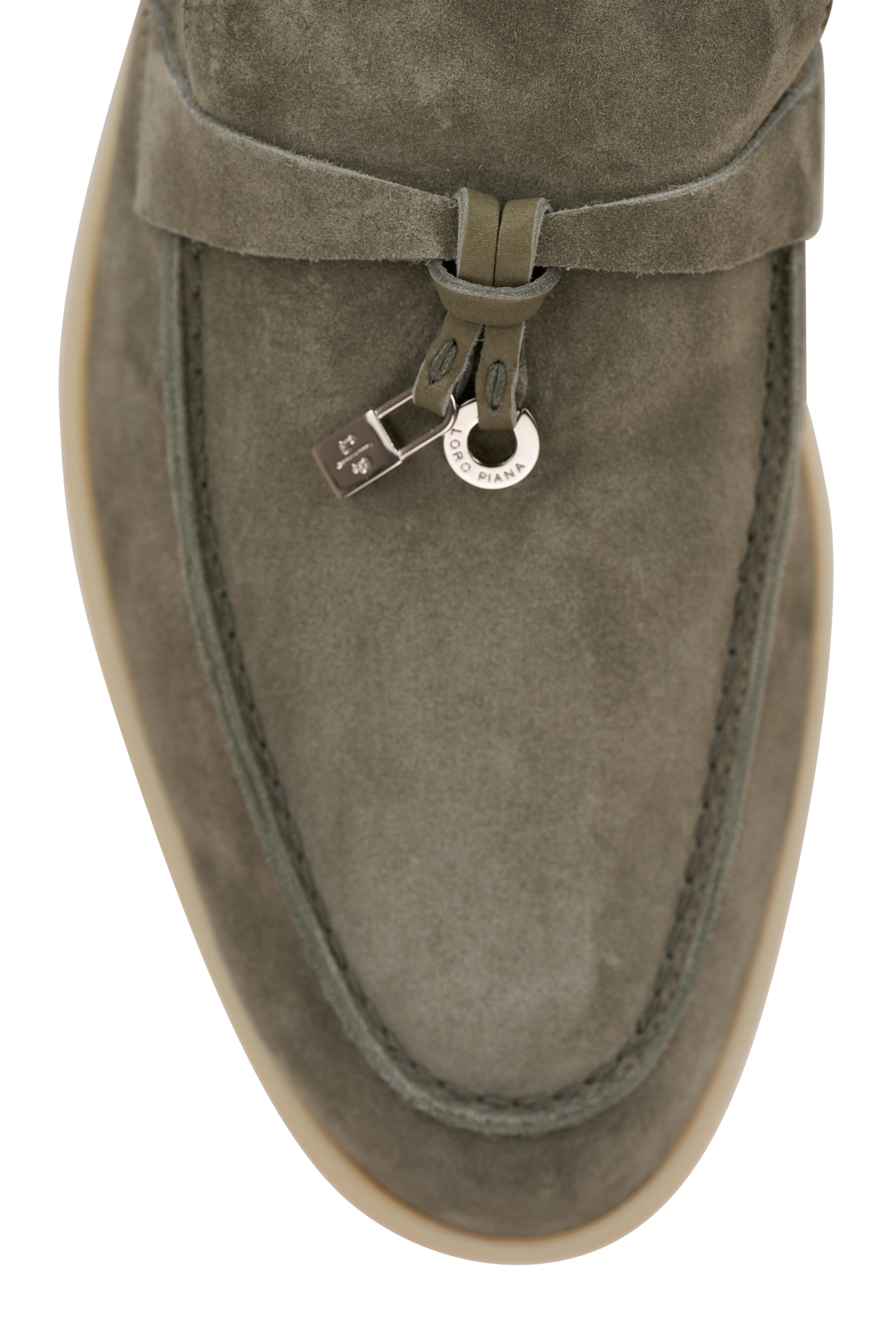 Loro Piana - Summer Charms Walk Army Gray Suede Loafer