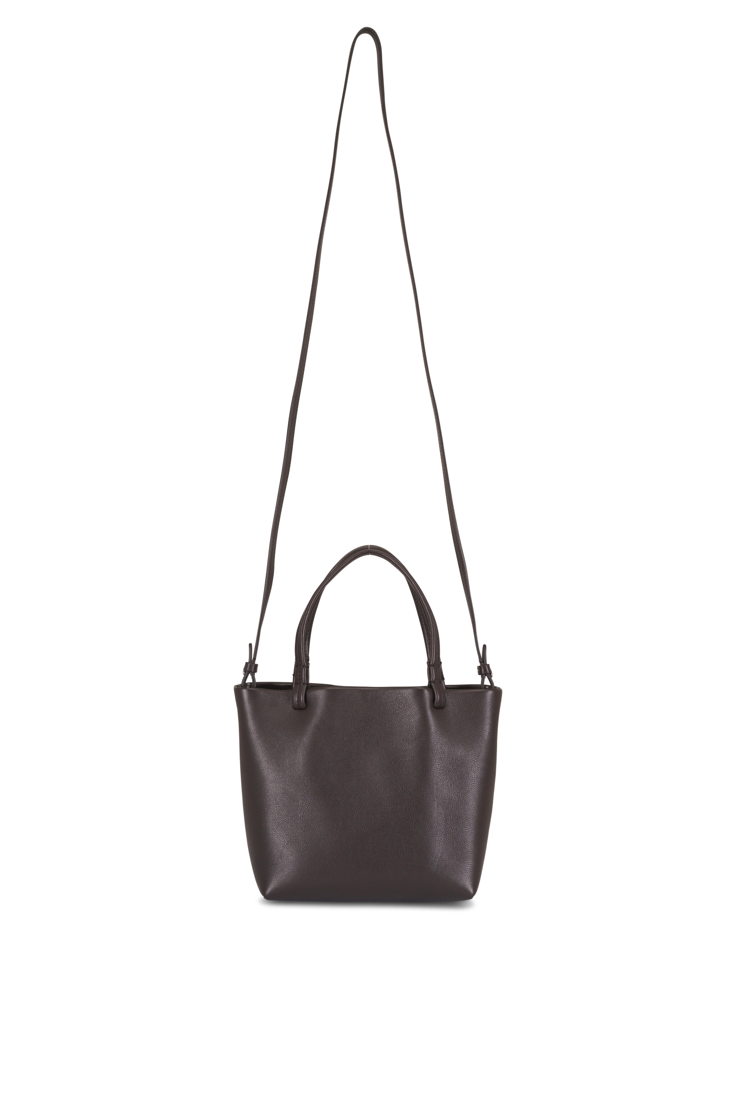 The Row - Small Park Walnut Grained Leather Tote - view 2