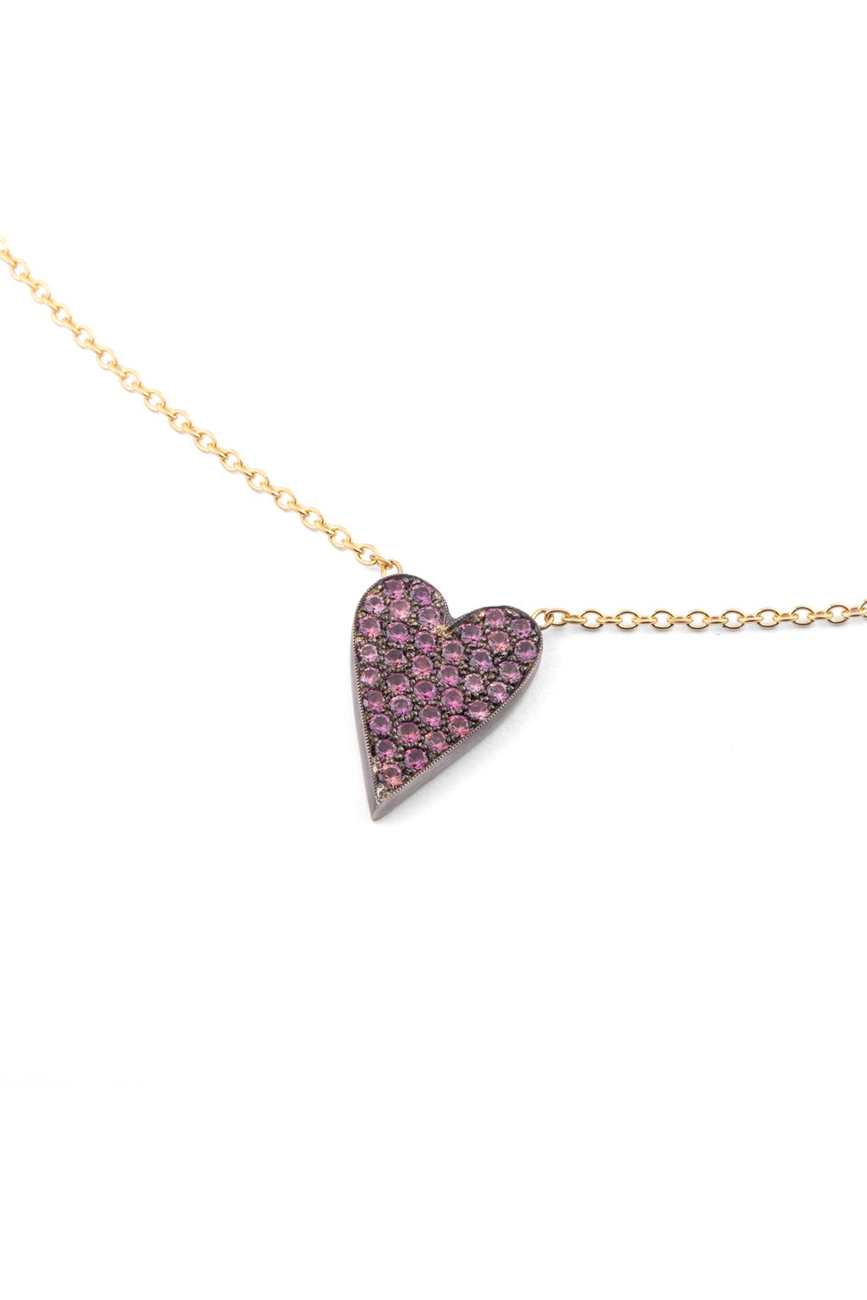 Sylva & Cie - Pink Sapphire Heart Pendant Necklace