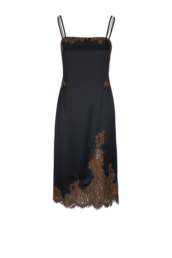 Dorothee Schumacher Shiny Statement Black Lace Slip Dress - view 1