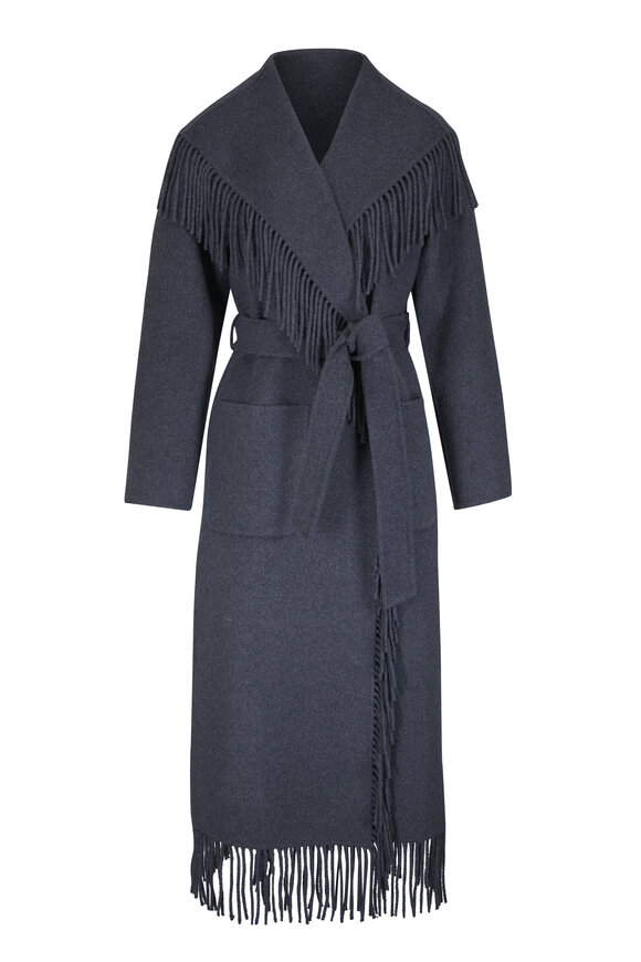 Simkhai Carrie Charcoal Gray Fringe Robe Coat - view 1