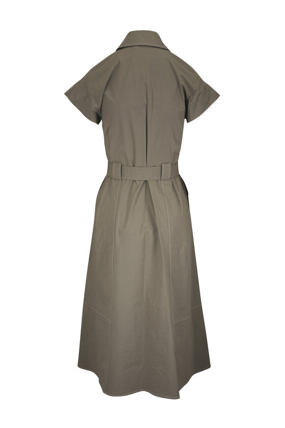 Antonelli Megan Military Green Zip Front Shirtdress - view 3