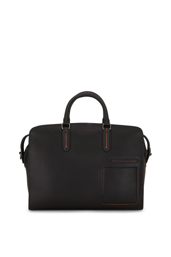 Zegna - Black Pebbled Leather Briefbag