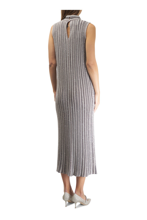 D.Exterior - Gray Multi Stripe Sleeveless Maxi Dress