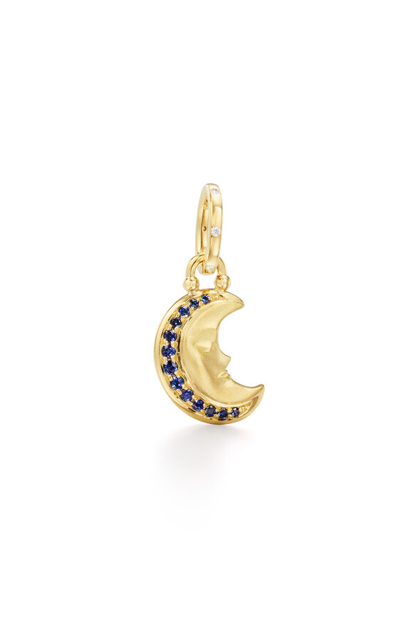 Temple St. Clair 18k Gold Blue Sapphire Crescent Moon Pendant