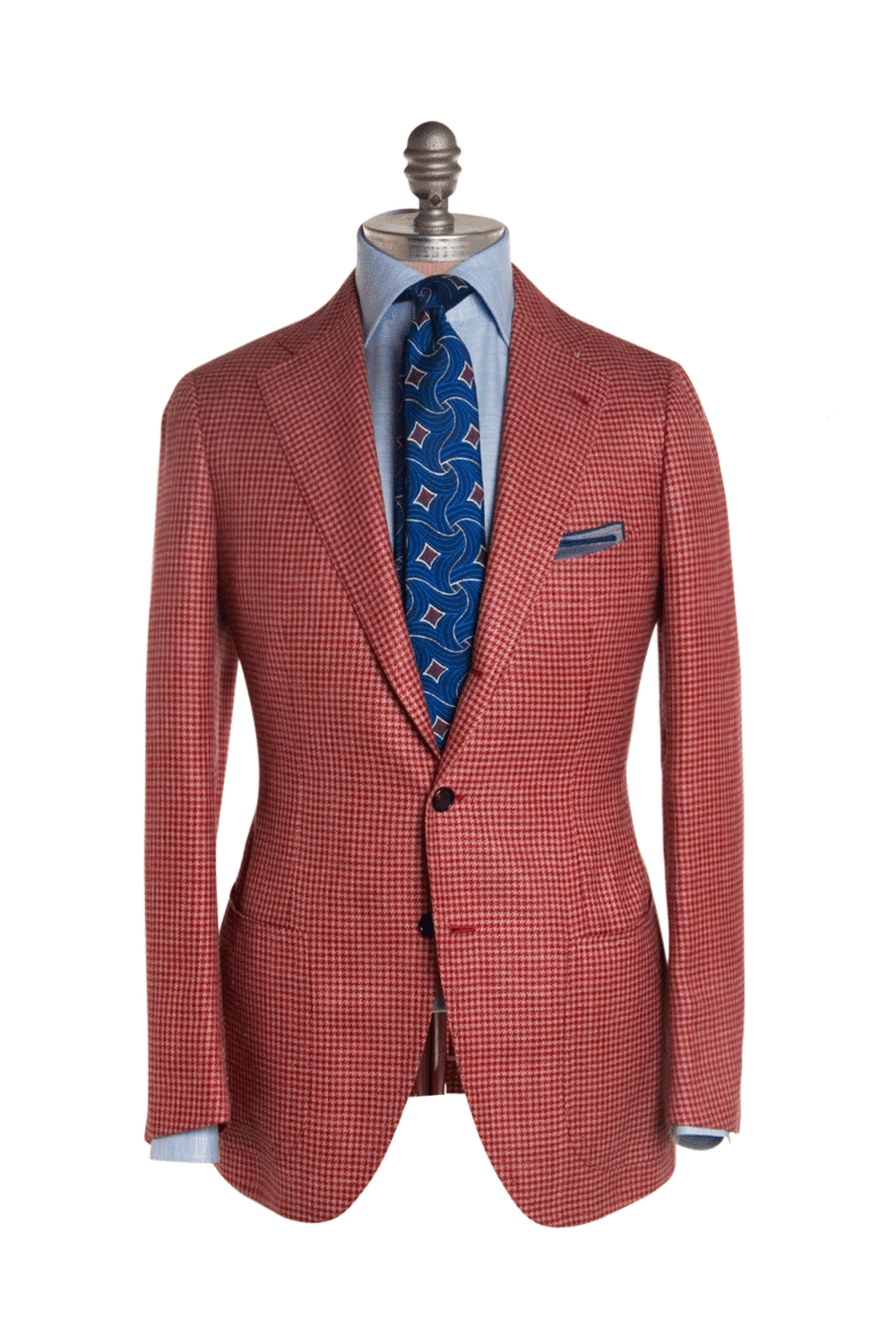 Cesare Attolini - Red and Coral Mini Houndstooth Sportcoat