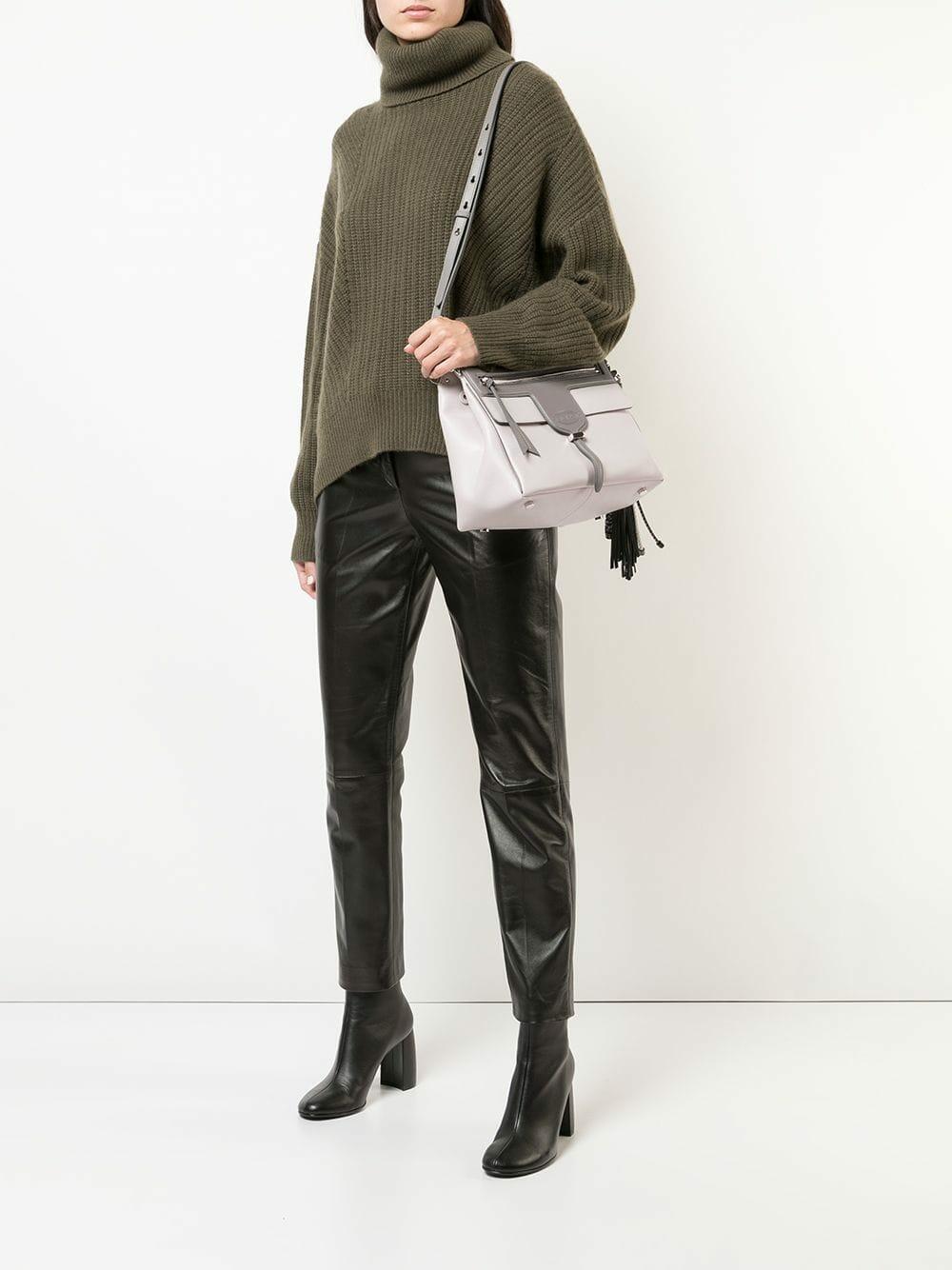 Tod's - Thea Bi-Color Gray Leather Shoulder Bag