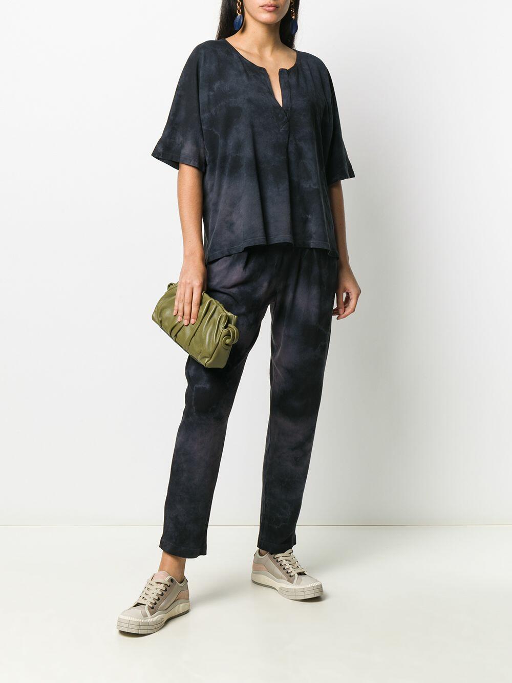 Raquel Allegra - Black Tie-Dye Dolman Henley Top