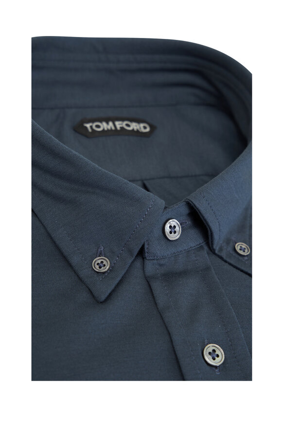 Tom Ford - Royal Blue Silk & Cotton Button Down Shirt