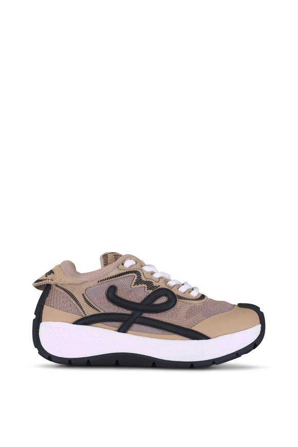 Loewe Pogo Beige & Black Knit & Suede Sneaker - view 3