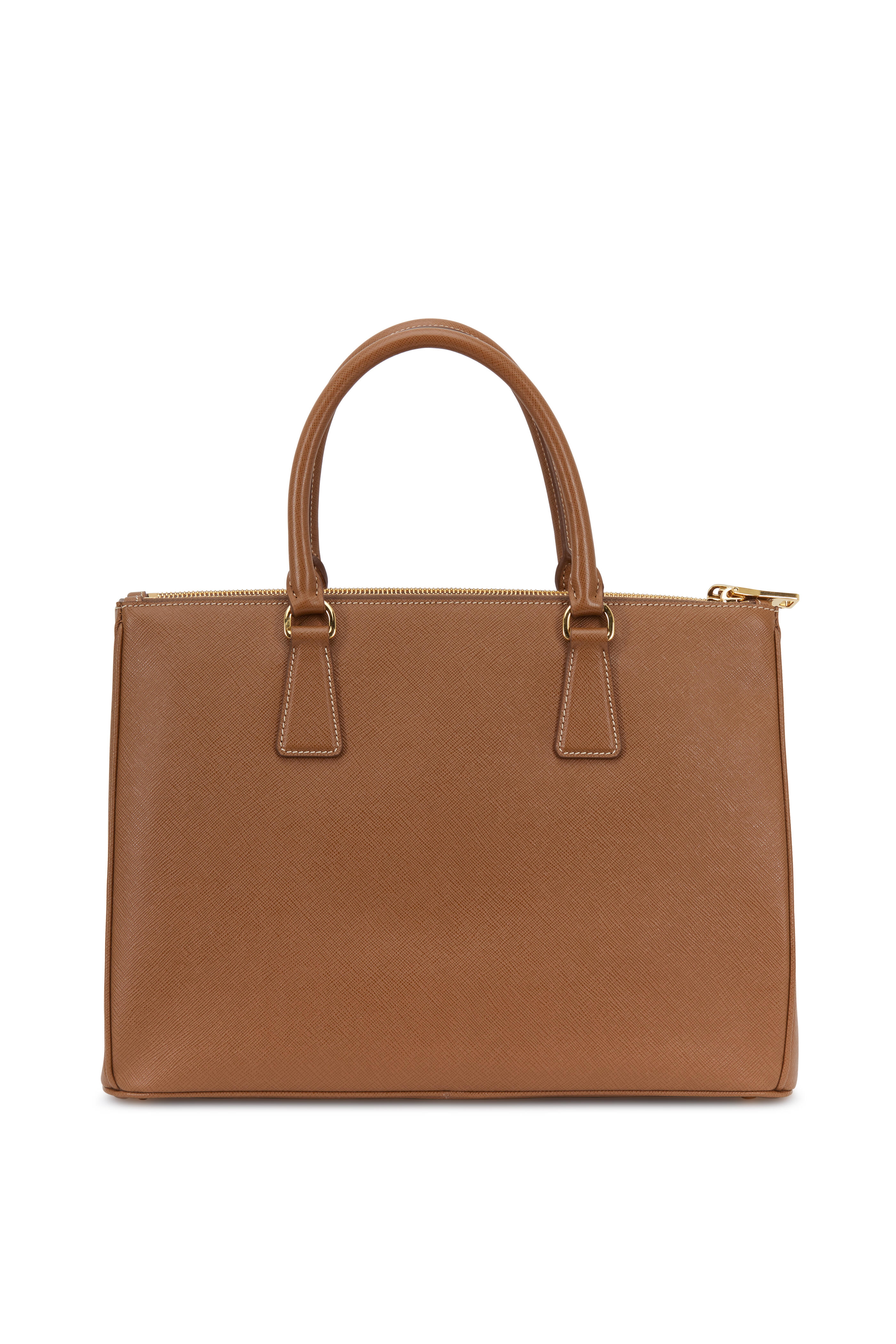 Prada - Brown Saffiano Cuir Medium Double Bag