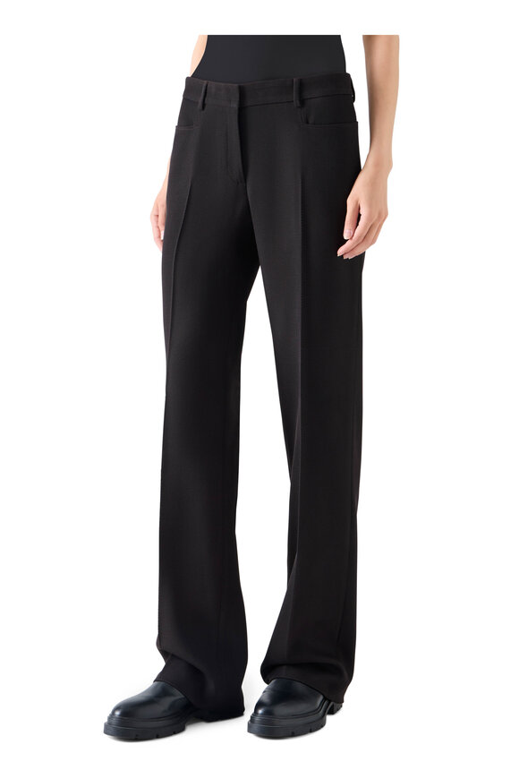 Akris Punto Mikka Espresso Wool Tricotine Straight-Leg Pant - view 5