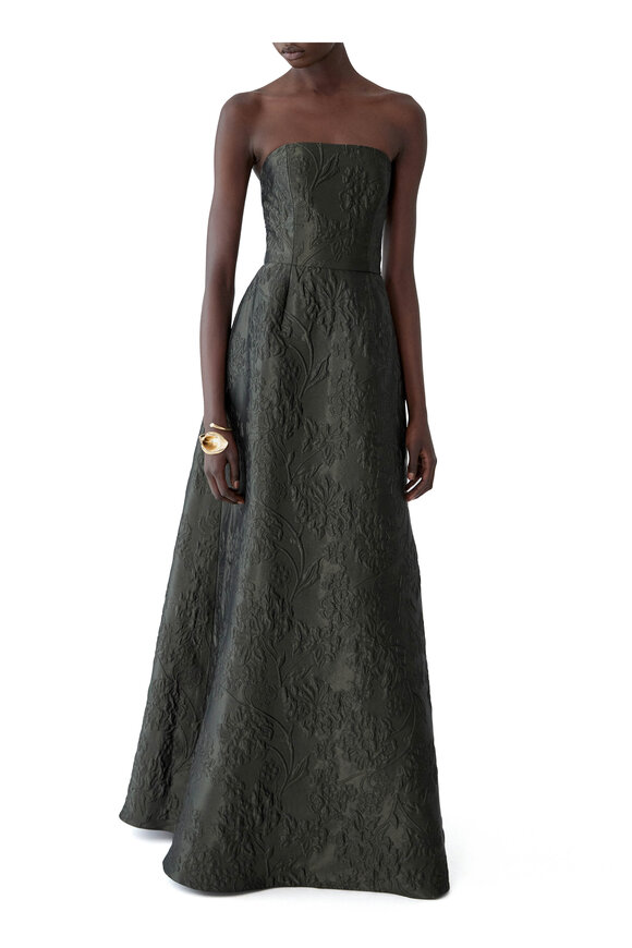 Carolina Herrera Floral Cloque Lurex Jacquard Strapless Gown - view 4