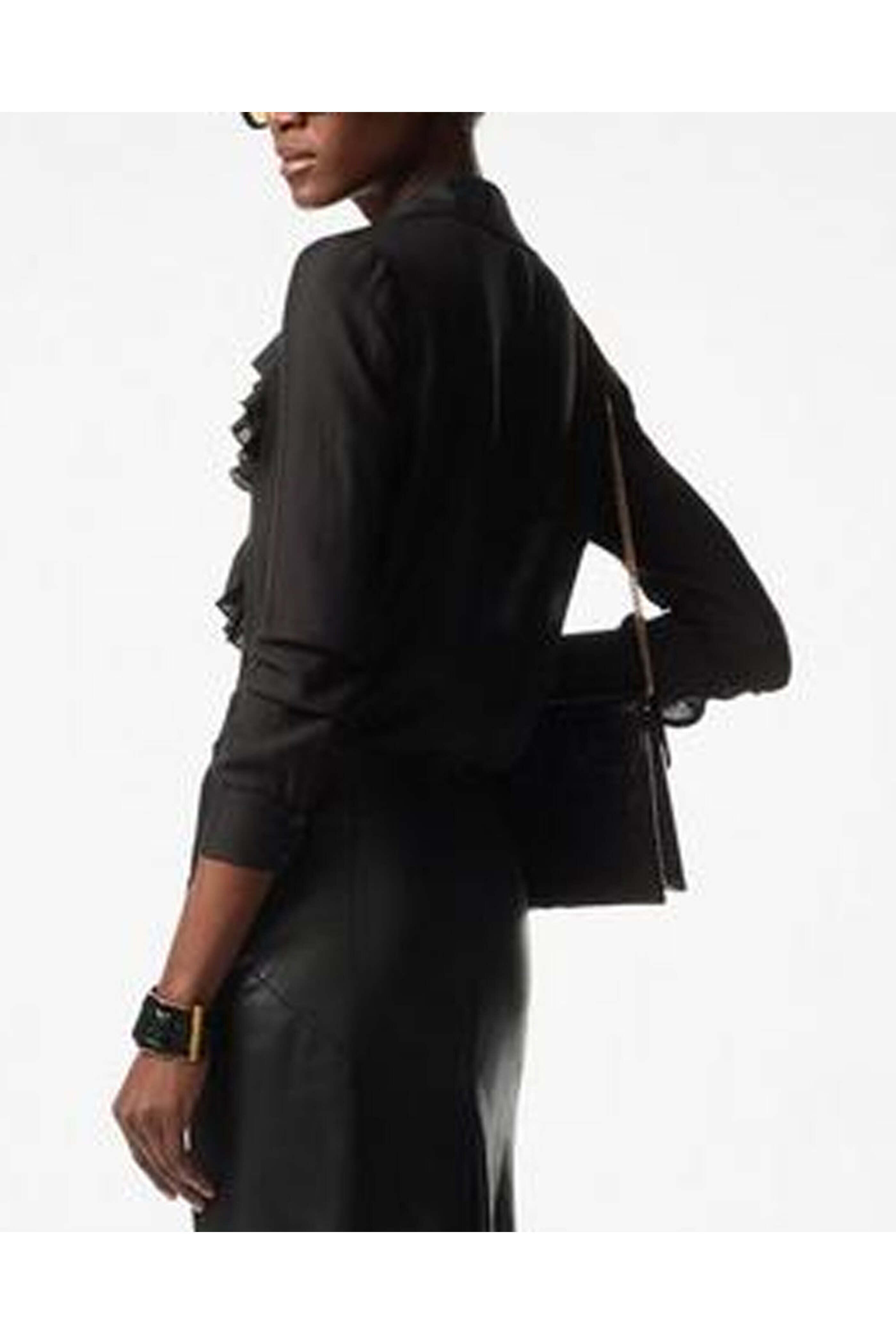 Tom Ford - Black Ruffle Placket Silk Blouse