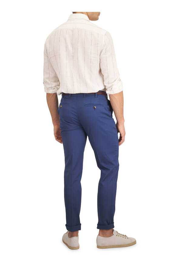 Brunello Cucinelli Denim Flat Front Stretch Cotton Chino - view 4