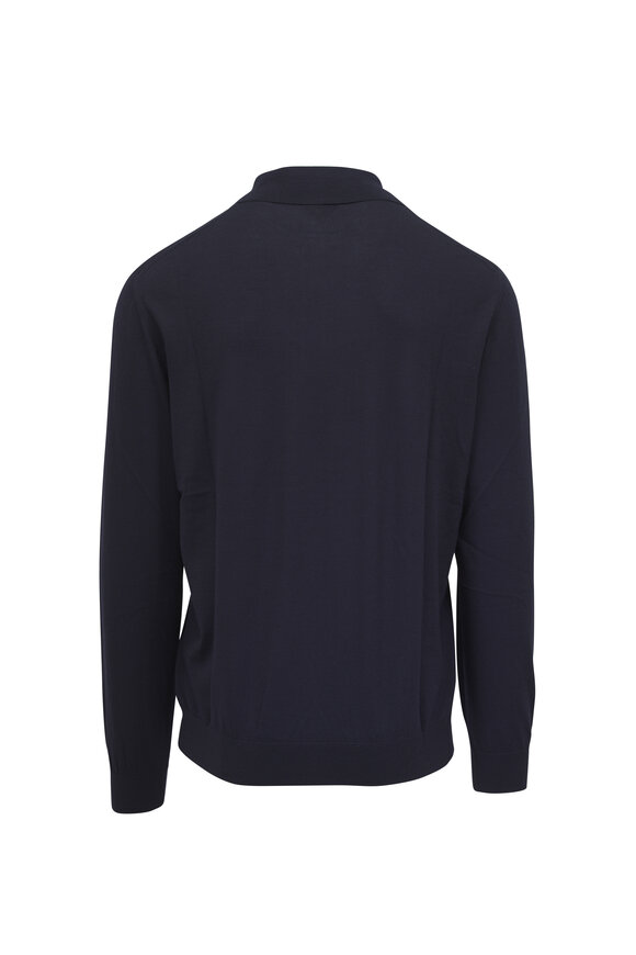 Maurizio Baldassari Navy Wool Polo Sweater - view 4