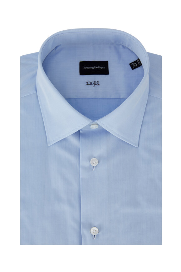 Zegna - Solid Light Blue Dress Shirt