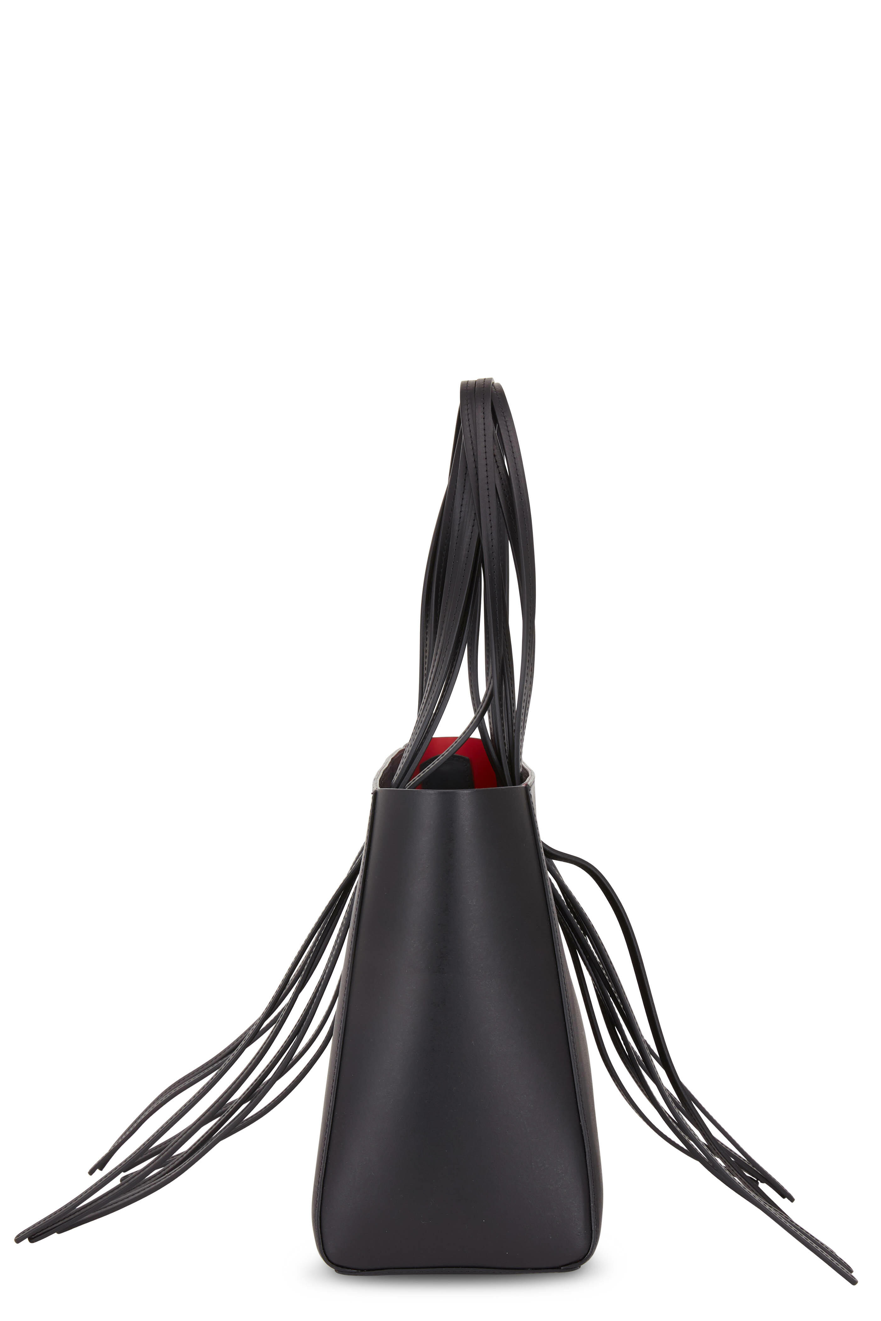 Mansur Gavriel Red-lined Large Leather Tote Bag in Black