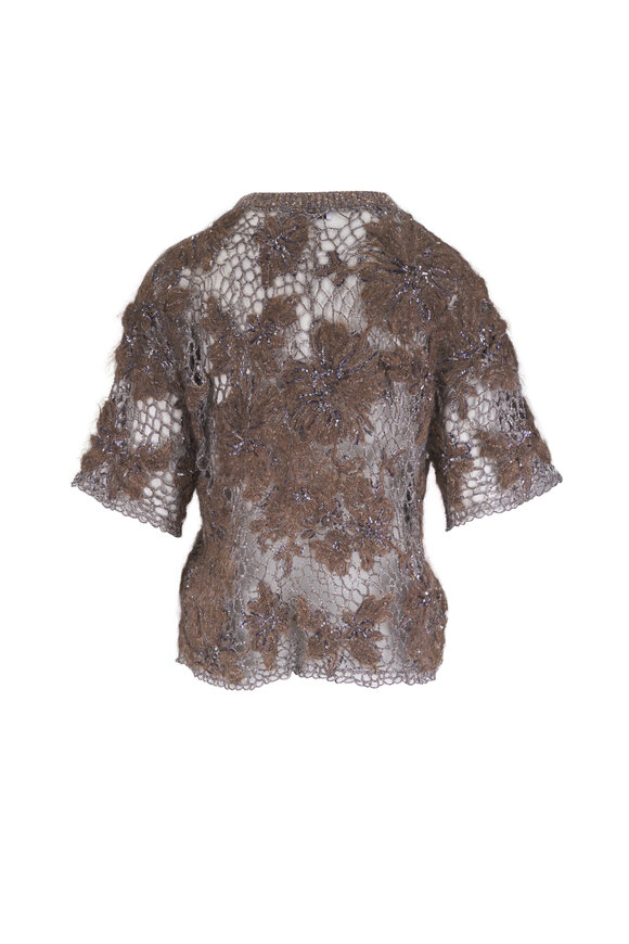 Brunello Cucinelli Pine Cone Brown Whispering Bloom T-Shirt - view 6