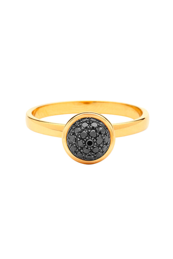 Syna - 18K Yellow Gold Black Diamond Stackable Ring
