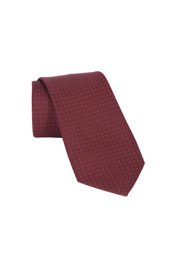 Zegna - Burgundy Patterned Silk Necktie 