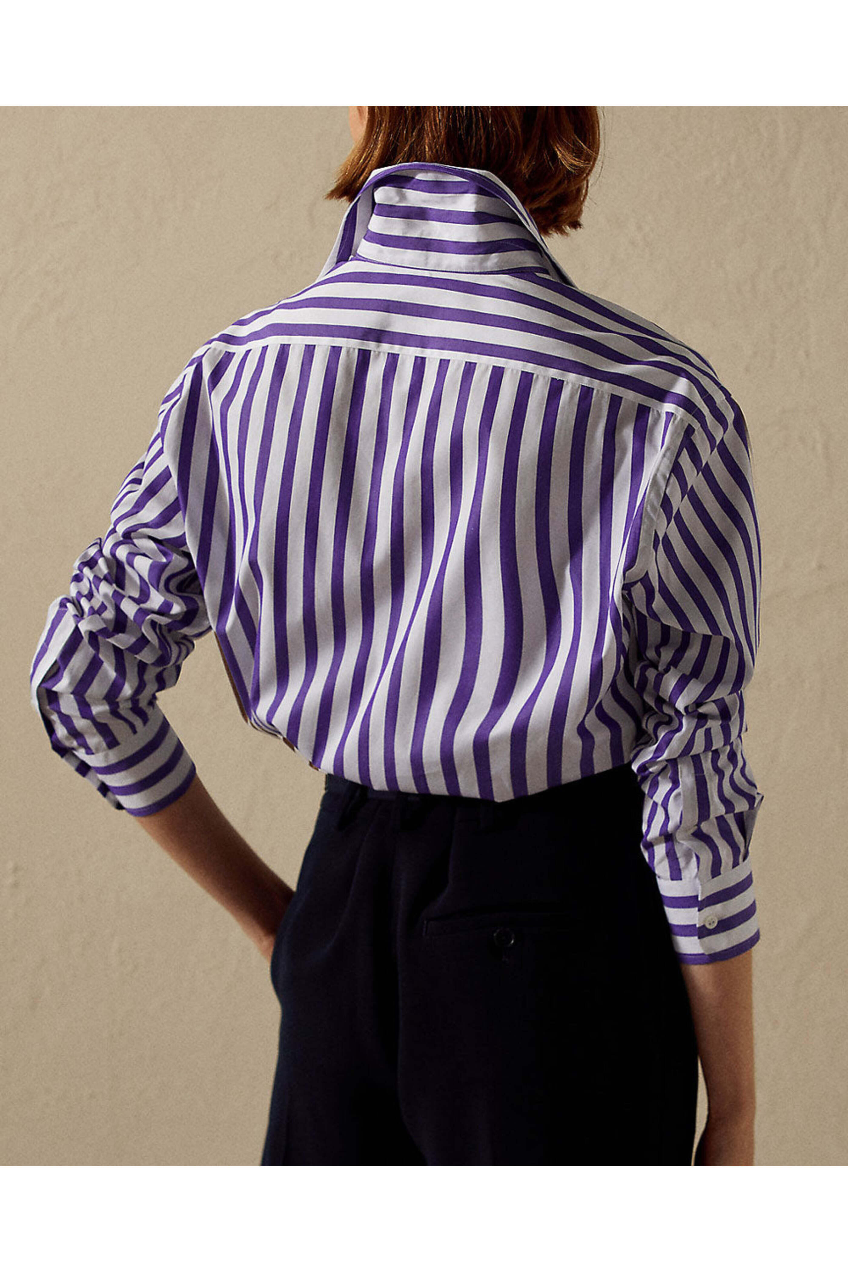 Ralph Lauren - Purple and White Long Sleeve Capri Shirt