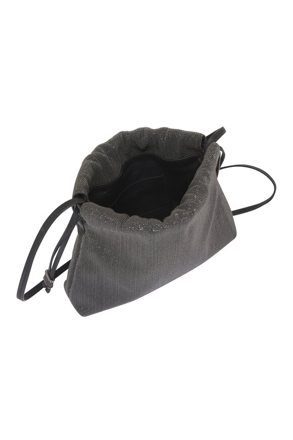 Brunello Cucinelli Ultrablack Monili Drawstring Shoulder Bag - view 5