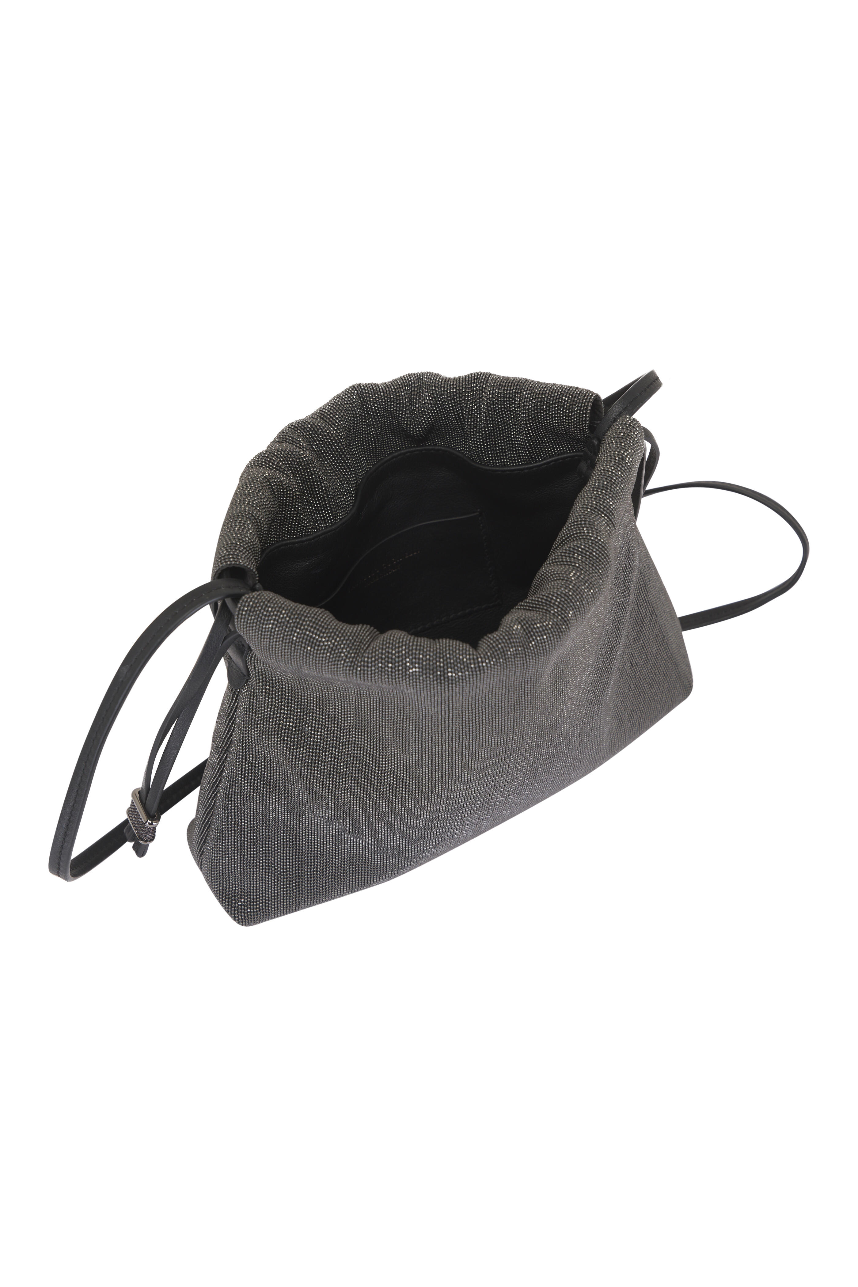 Brunello Cucinelli - Ultrablack Monili Drawstring Shoulder Bag - view 5
