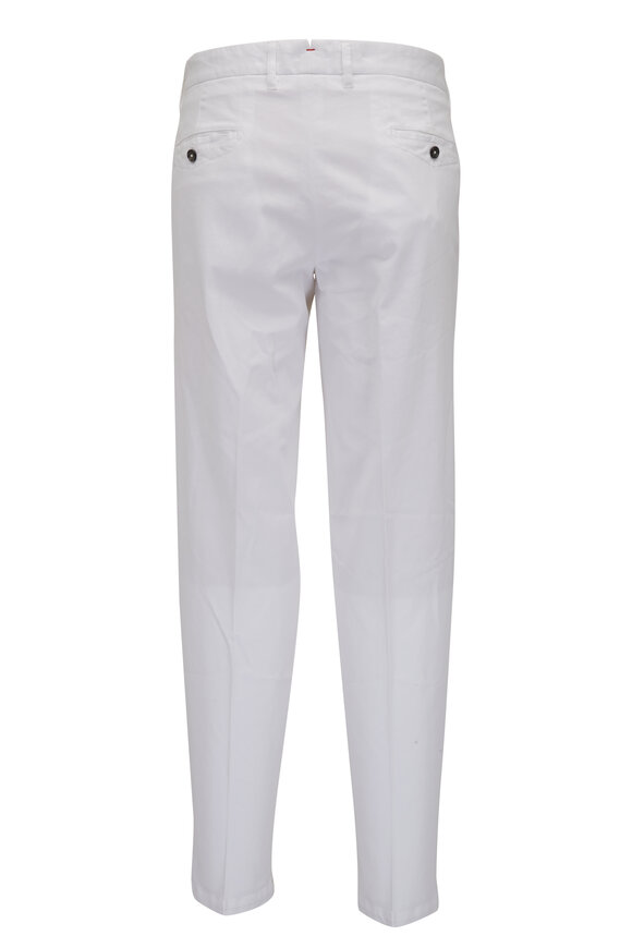 Isaia - White Stretch Cotton & Cashmere Five Pocket Pant