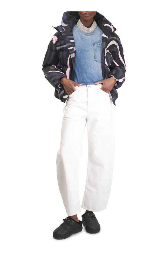 TWP Ex T Crystal Collar Vintage Wash Denim Top - view 2