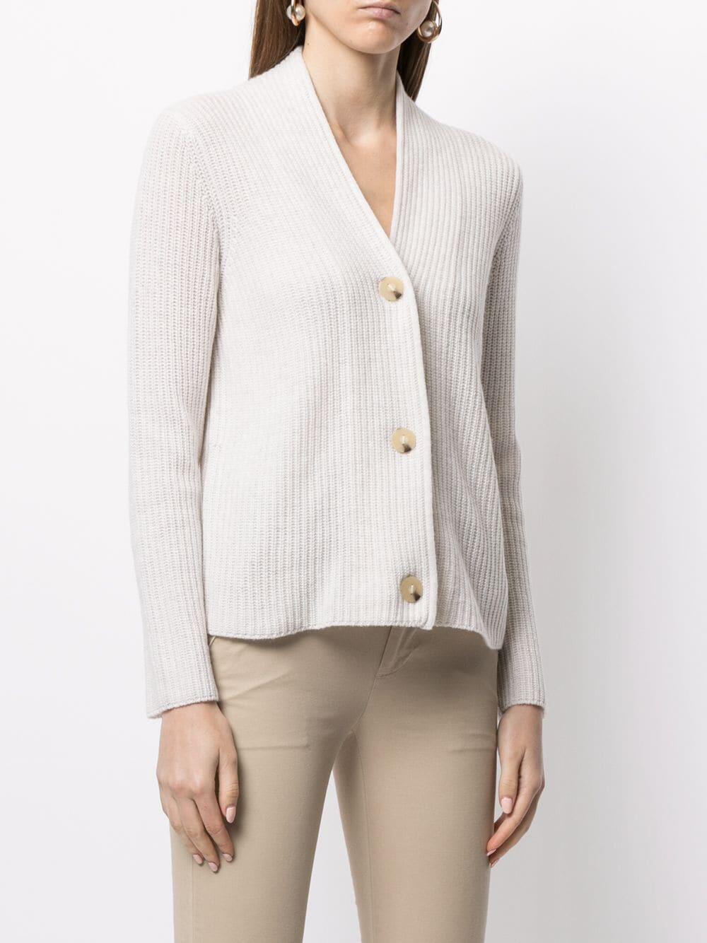 Vince - Heather White Raised Collar Cardigan | Mitchell Stores