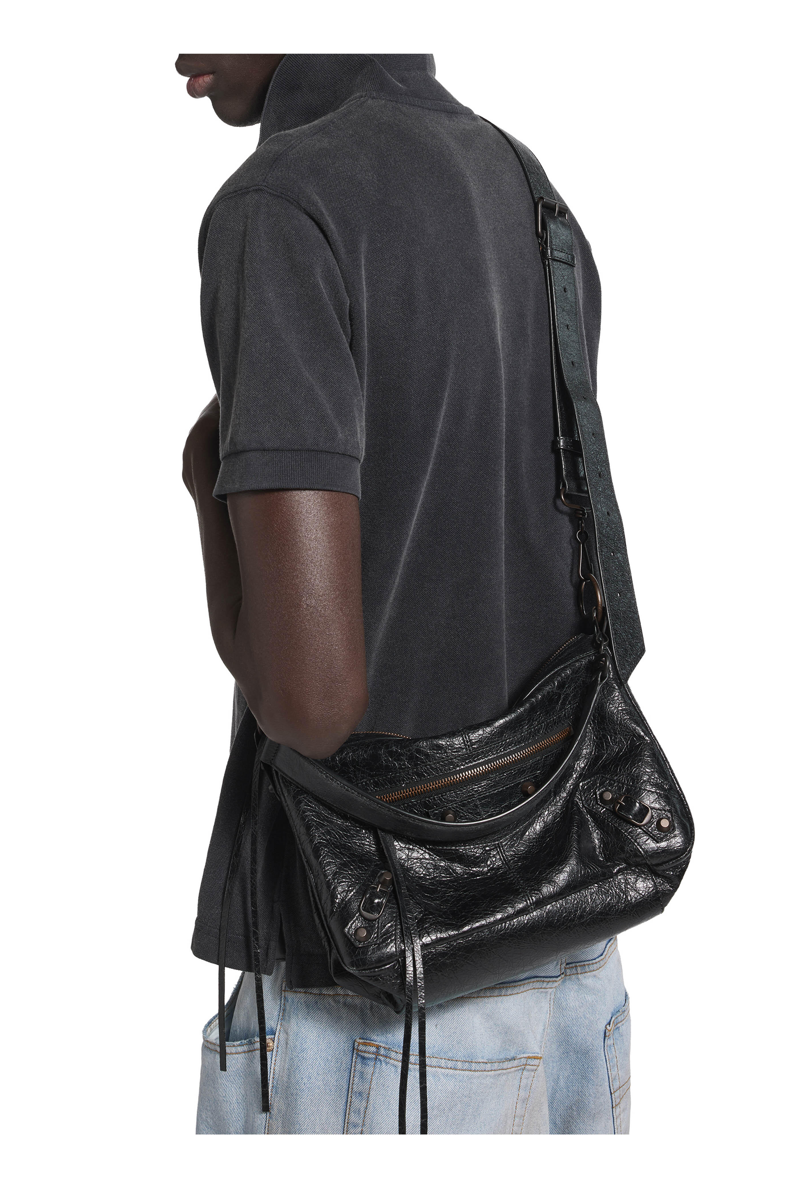 Balenciaga - Small Le City Moto Black Leather Shoulder Bag