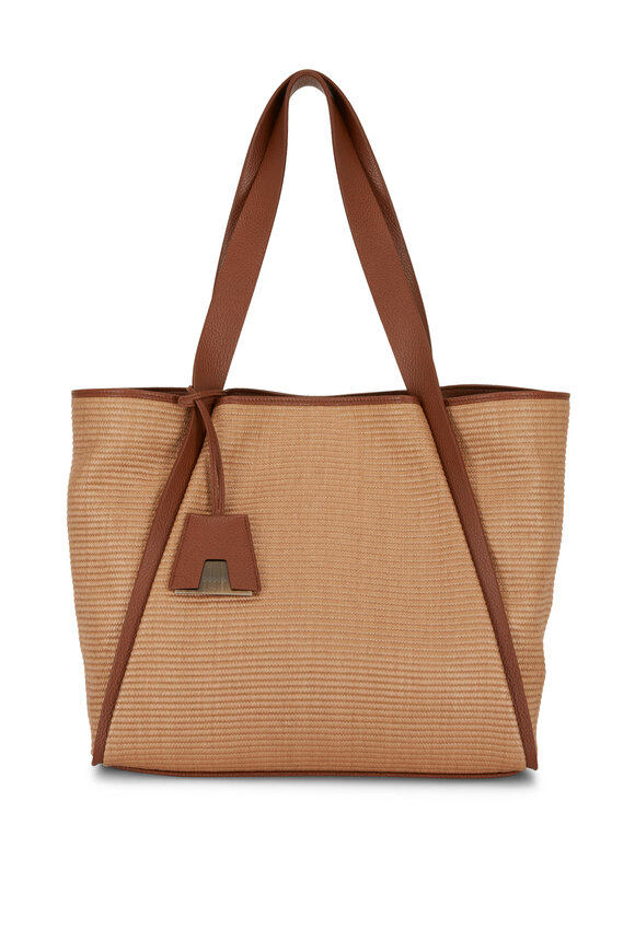 Akris - Alex Natural & Caramel Raffia Medium Tote