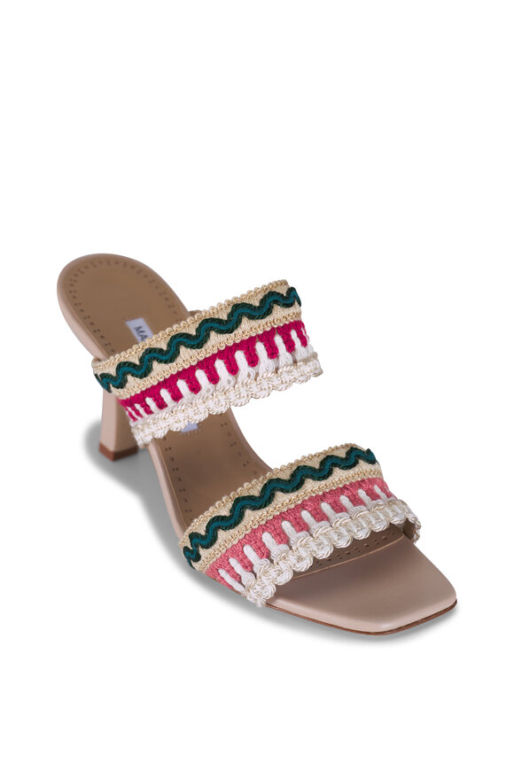 Manolo Blahnik Mabecomu Embroidered Sandal, 90mm