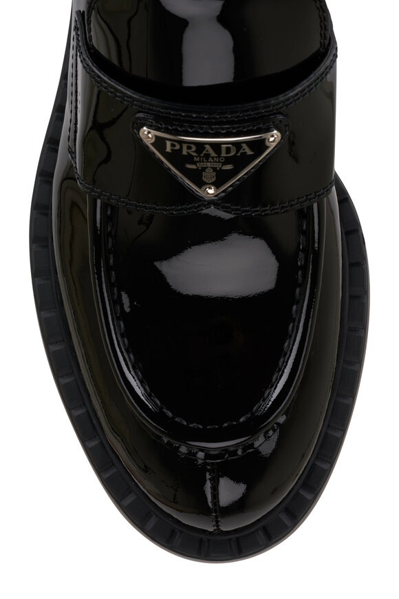 Prada - Chocolate Black Patent Leather Loafer, 50mm