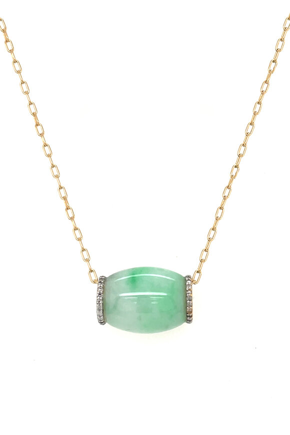 Ellen Hoffman 14k Yellow Gold Jade & Pave Diamond Necklace - view 1