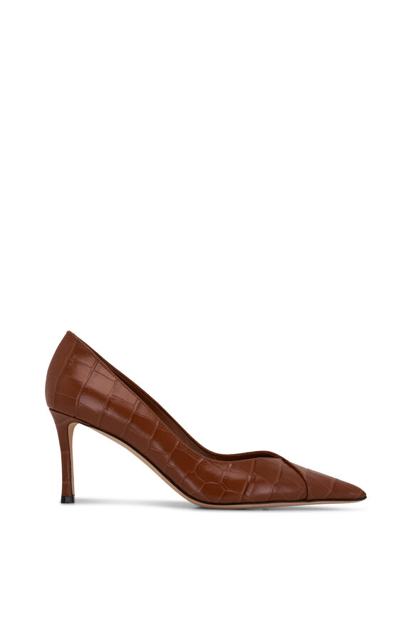 Jimmy Choo - Cass Tan Embossed Leather Pump, 75mm