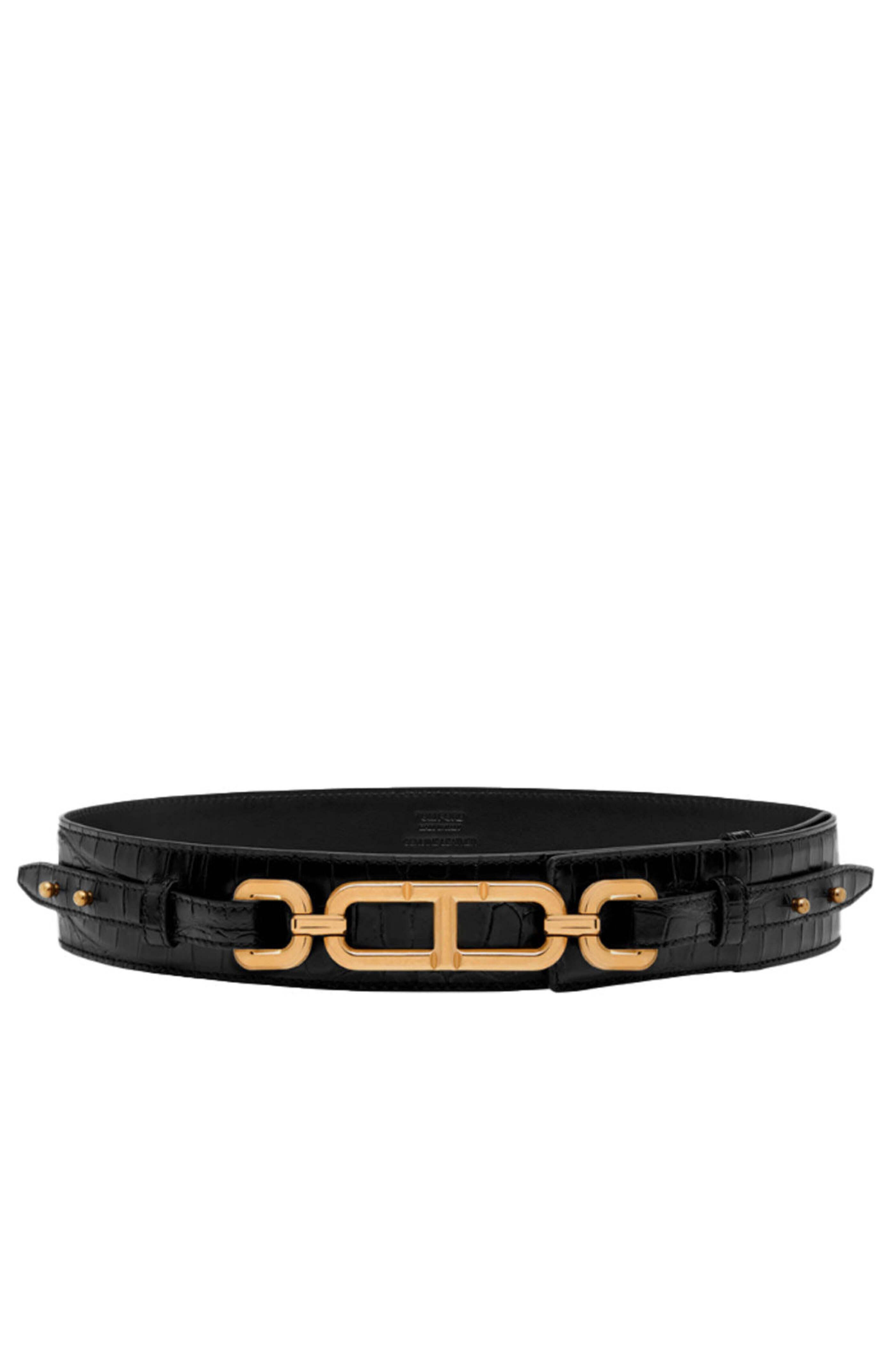 Tom Ford - Stamped Crocodile Whitney Waist Belt in Black