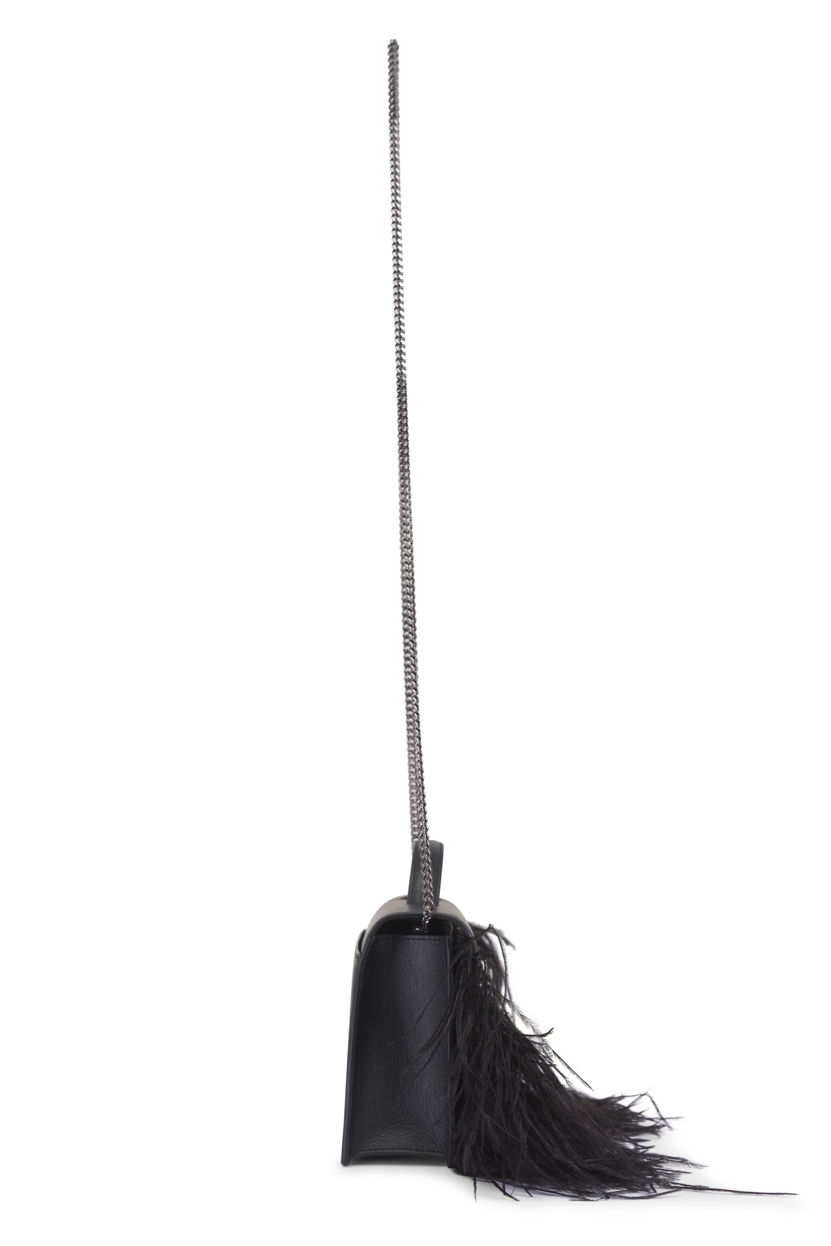 Akris - Anouk Black Feather Trim City Bag