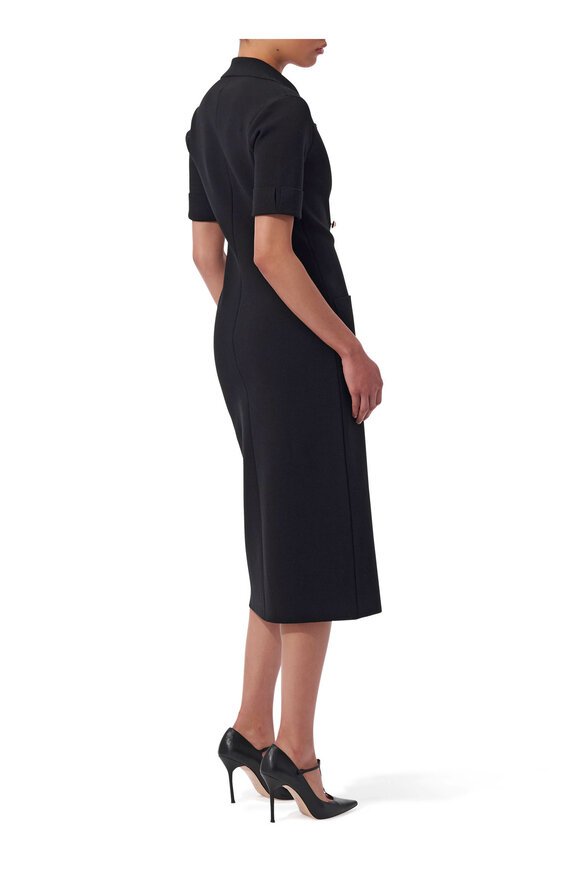 Carolina Herrera - Double Breasted Black Knit Midi Dress